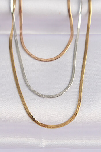 Clariss 316L Steel 3 Color Italian Chain Multiple Necklace