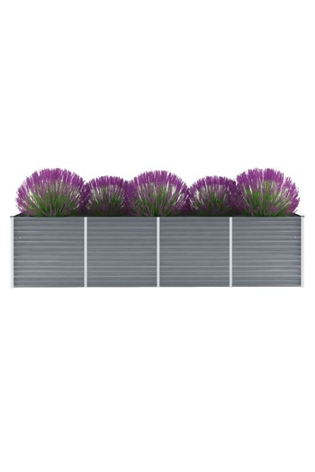 vidaxl Garden Raised Bed Galvanised Steel 320x80x77 cm Grey