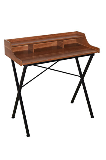micasa Open Shelving Metal Frame Wooden Rectangular Computer Desk