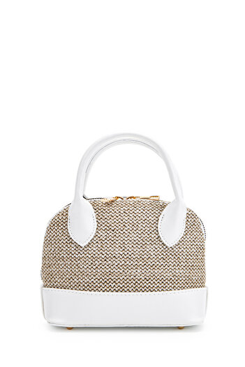 minebag Straw Detailed Faux Leather Women's Crossbody Bag Matilda White