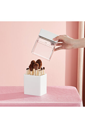 Viyogo Storage box for 12 makeup brushes, protective cover, 24.5 x 10.8 x 8.3 cm, white