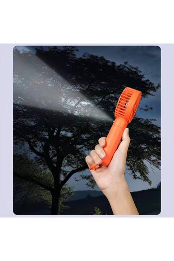 OEM Portable hand fan, 3 ventilation levels and 7 blades, USB-C charging, flashlight, clip system