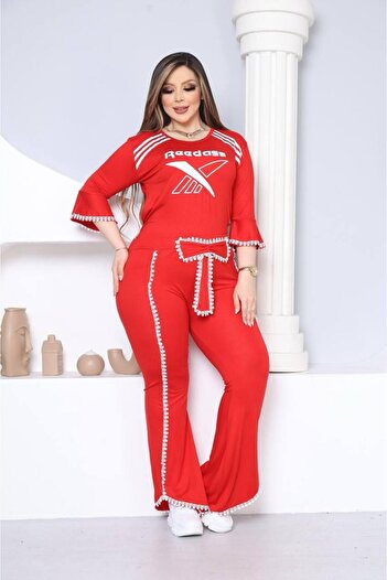 Kaptins Women's Tracksuit Set & Top-Bottom Set with Bow Detail