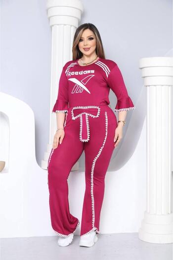 Kaptins Women's Tracksuit Set & Top-Bottom Set with Bow Detail