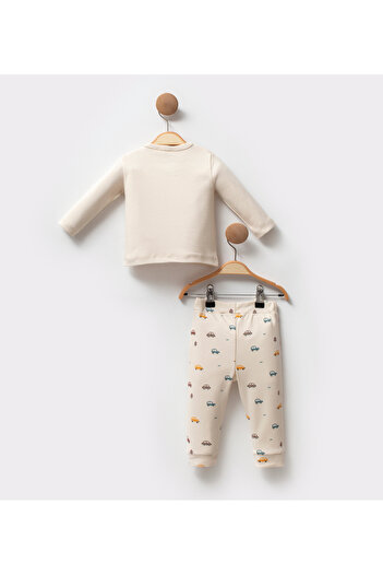 Cassiope Organic Cotton Car Patterned Long Sleeve Skin Friendly Soft Touch Daily Baby Boy Suit