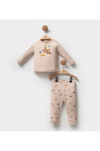 Cassiope Organic Cotton Car Patterned Long Sleeve Skin Friendly Soft Touch Daily Baby Boy Suit