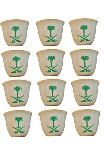 Generic 12-Piece Arabic Coffee Cup Set With Palm Tree And Swords Design