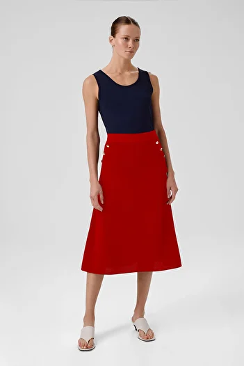 Triko Mısırlı Pomegranate Flower Mesh Midi Length Skirt
