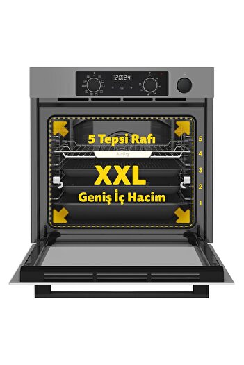 Simfer Ank.Fırın Steam Master Gri Cam Dij.Saat
