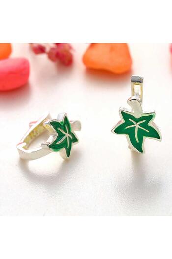 alsepeteavm Silver Plane Leaf Children's Earrings