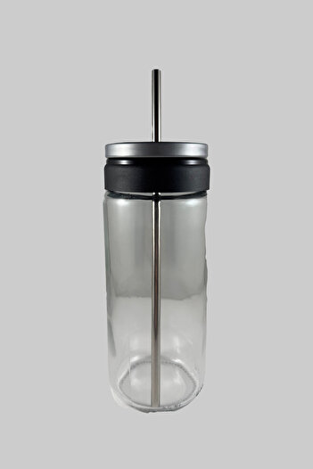 SİHİRLİ AYAKLAR Colored Vacuum Lid Metal Straw Glass Jar Cup 0.5ml
