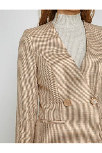 Petek Collection Koton Button Detail Coffee Lining Jacket (Size in Description)