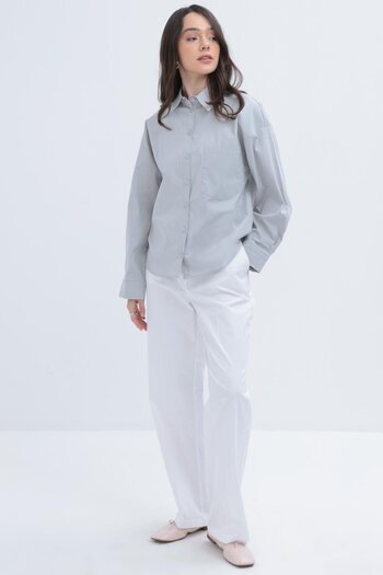 ALLDAY Gray-Pocket Poplin Shirt