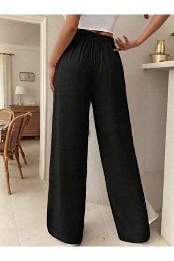 BAYAN High Waist Lace up Wide Leg Long Tight Poantolon
