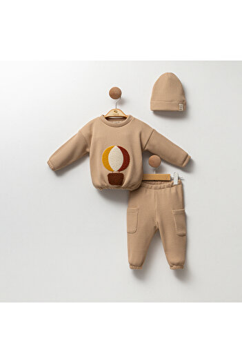 Cassiope Soft Textured Embossed Patterned Balloon Embroidered Baby Boy Double Set