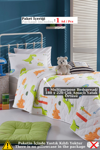 Eponj Home Multi-Purpose Cover Single Dinosaurs White