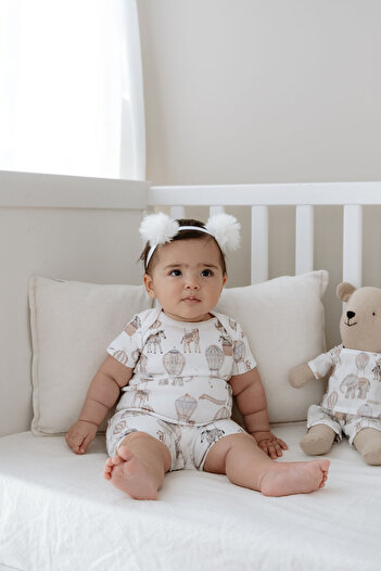 Tuğba Kuğu Summer Jumpsuit with Short Sleeves and Shorts - Pureline Series - Dreamland Safari