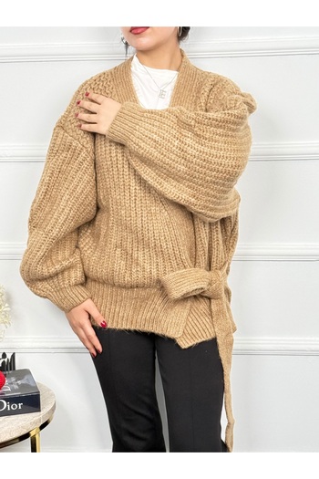 RACE FASHİON Women's Tie Detailed Knitwear Cardigan Rc8204