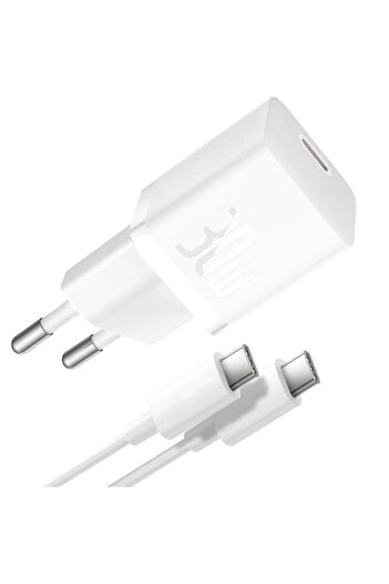 Baseus Baseus GaN5S USB-C Network Charger, 30 W, 3 A, USB-C, USB-C Cable (White)
