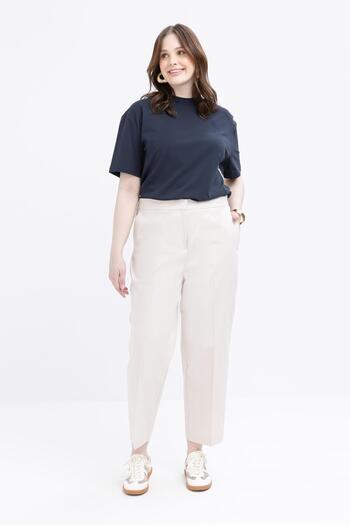 ALLDAY Plus Size Lycra Carrot Pants with Stone-Waist Elastic