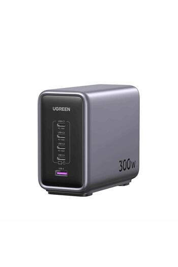 Ugreen Ugreen Nexode 300W charging station, GaN, 4x USB-C, 1x USB-A, with charging cable included, Gray
