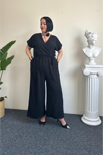 Vio Moda Büyük Beden Ayrobin Jumpsuit