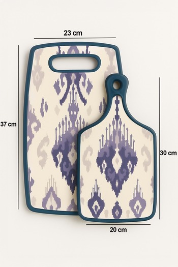 Jenisa Ikat Patterned 2-Piece Cutting Board Set – Non-Slip, Durable, Stylish Design
