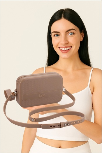 IGOR Ane Women's 13X20 Shoulder and Hand Bag with Strap Taupe Brown