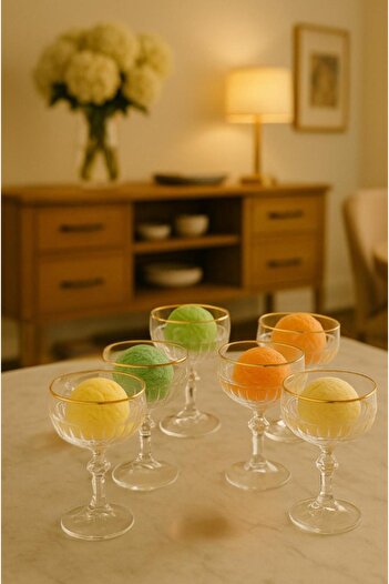 decovien Bohemia Crystal 6-Piece Footed Ice Cream