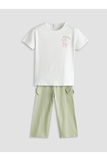 LC Waikiki Floral Girl's T-Shirt and Pants 2-Pack