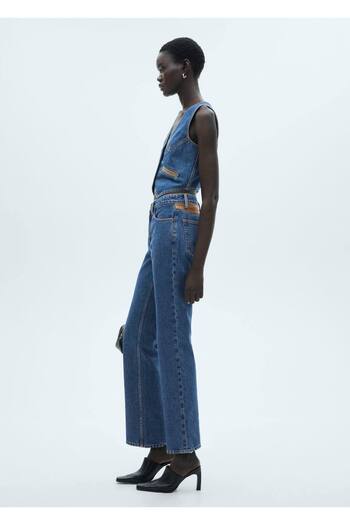 MANGO Woman Denim Vest with Contrast Details