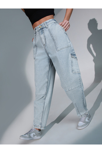 Hubberholme By Styli High Rise Relaxed Fit Cargo Jeans
