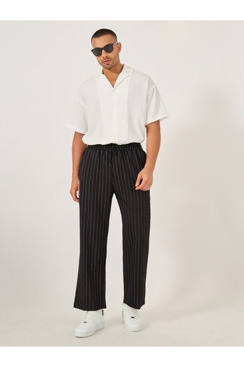 Take Two By Styli Striped Mid Rise Wide Leg Pants with Pockets