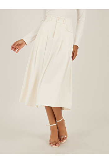Styli Pleated Mid Rise A-Line Skirt