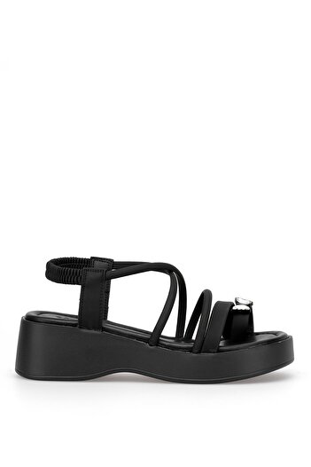 Voyager B121 Women's Genuine Leather Flat Sandals Black