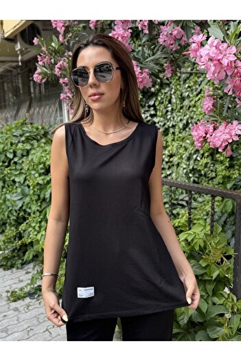 Pasaklıkontes Women's Strappy Round Neck Viscose Two Thread Blouse and Sweatpants Double Set