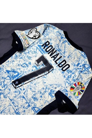 After Party Portugal 2024/25 New Season Cristiano Ronaldo Away Jersey (Blue-White) Vs Sports Singlet