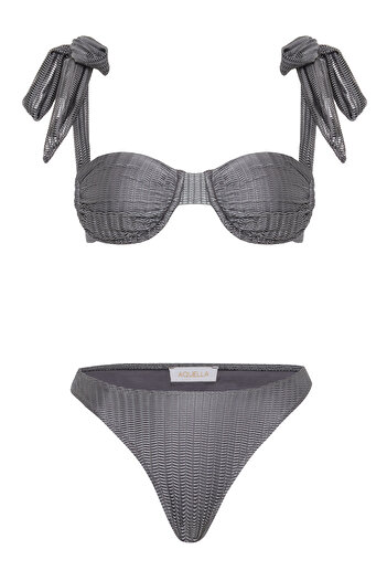AQUELLA Balenli Antrasit Bikini Takım