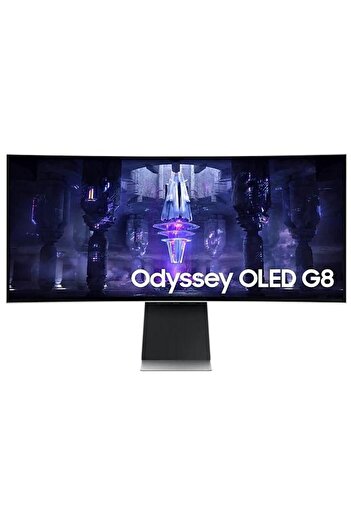 Samsung Monitor de gaming curbat OLED de 34", UWQHD, 175Hz, 0,1ms, FreeSync, argintiu