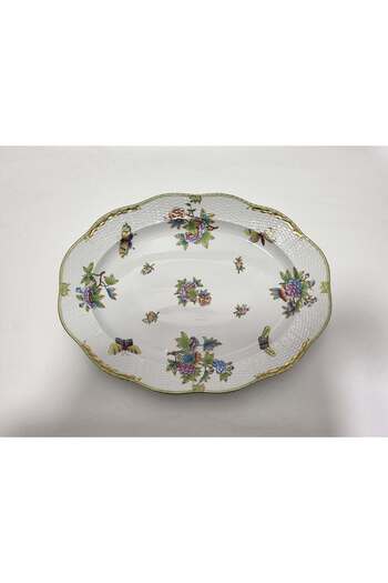 HEREND 101 Queen Victoria Vbo Hand Painting Porcelain Oval Serving Plate