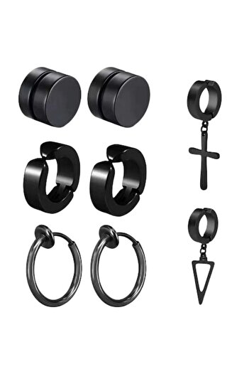 Tessero Set de 8 cercei, piercing fals pentru nas, ureche sau buză, închidere magnetică, unisex, oțel inoxidabil,