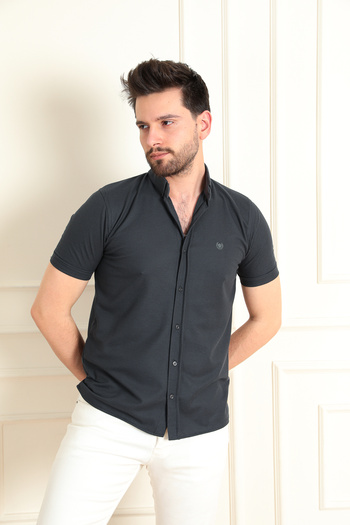 ModaPlaza Men's Wafflle Short Sleeve Shirt 1011