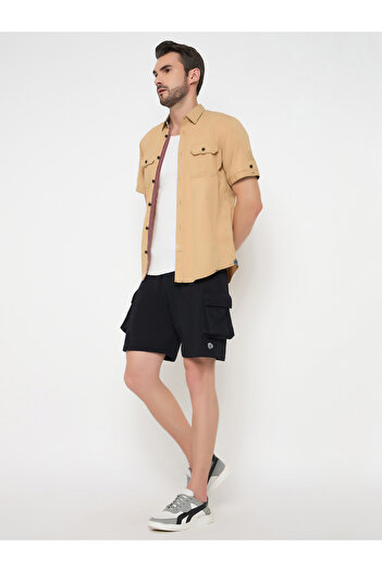 John Player By Styli Solid Drawstring Waist Lounge Shorts with Pockets