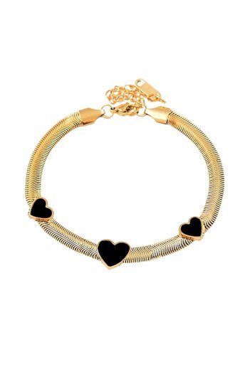Tessero Brățară tip lanț șarpe pentru femei, model inimă, oțel inoxidabil placat cu aur de 18K, reglabilă 18cm