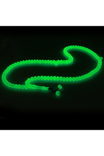 Tesbihane Non-Tarnish Metal Tassel Wheel Cut Water Green Color 99 Grain Cat's Eye Prayer Prayer Beads