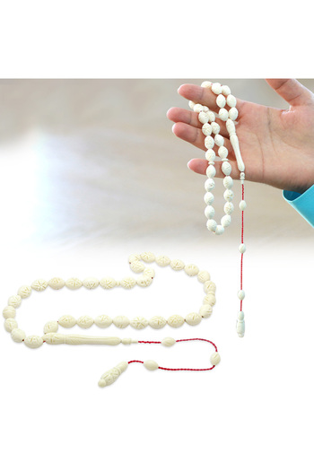 Tesbihane Specially Cut Camel Bone Prayer Beads with System and Pen Craftsmanship