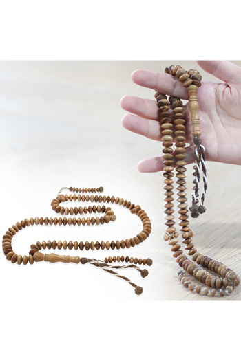 Tesbihane Systematic Wheel Cut Brown 99 Grain Olive Tree Zikir Prayer Beads