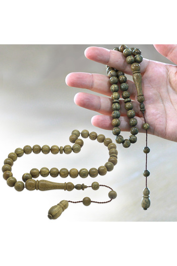 Tesbihane Systematic Globe Cut Light Brown Rosewood Prayer Beads