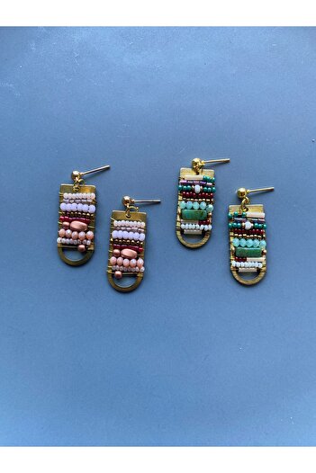 dela otantik Authentic Bohemian Women's Earrings with Colorful Beads - Handmade Ethnic Vintage Bijoux Jewelry with Stones Jewelry