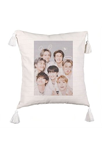 BEKZ Decorative Pillow with Fringes, Stray Kids 11, 45×45 cm, With zipper